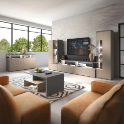 Parete attrezzata 270x162h cm moderna beige grigio Matt