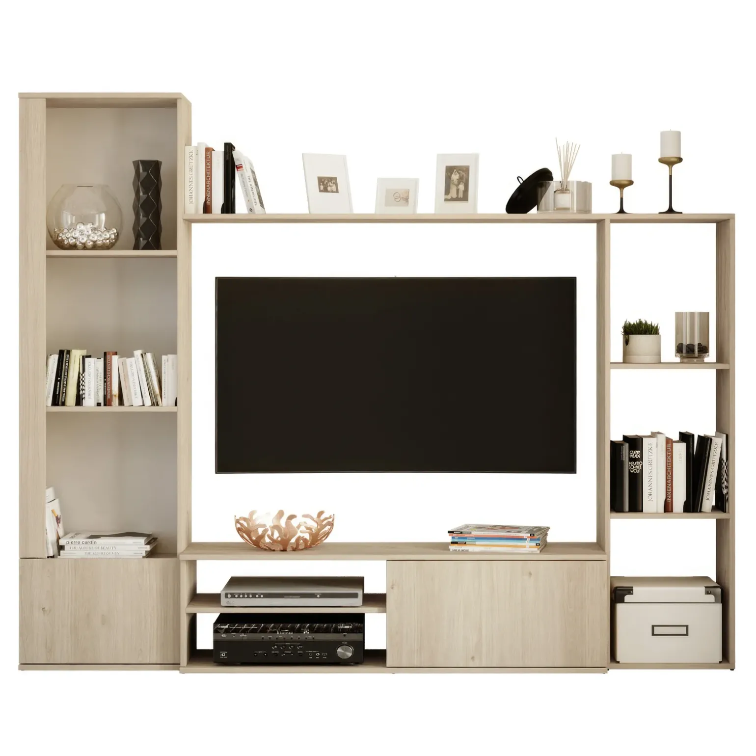 Parete attrezzata 220x178h cm moderna rovere chiaro Rubino