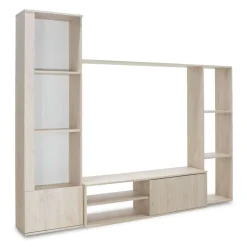 Parete attrezzata 220x178h cm moderna rovere chiaro Rubino