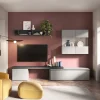 Parete attrezzata 260x185h cm moderna grigio chiaro antracite Sunset 76