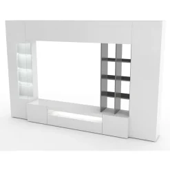 Parete attrezzata 290x192h cm moderna bianco lucido Zenith