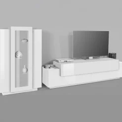 Parete attrezzata 290x121h cm moderna bianco lucido Milos Gihome®