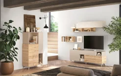 Parete attrezzata 181x205h cm moderna beige rovere chiaro Witty