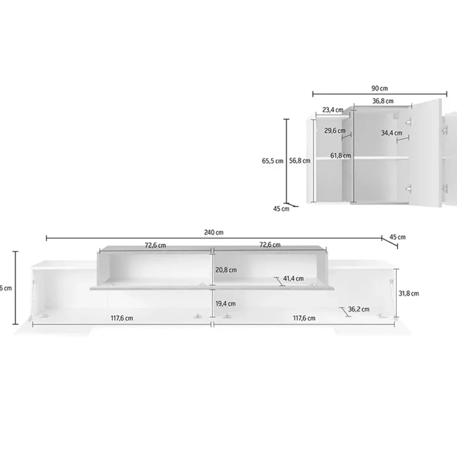 Parete attrezzata 240x180h cm moderna antracite rovere Milos Gihome®