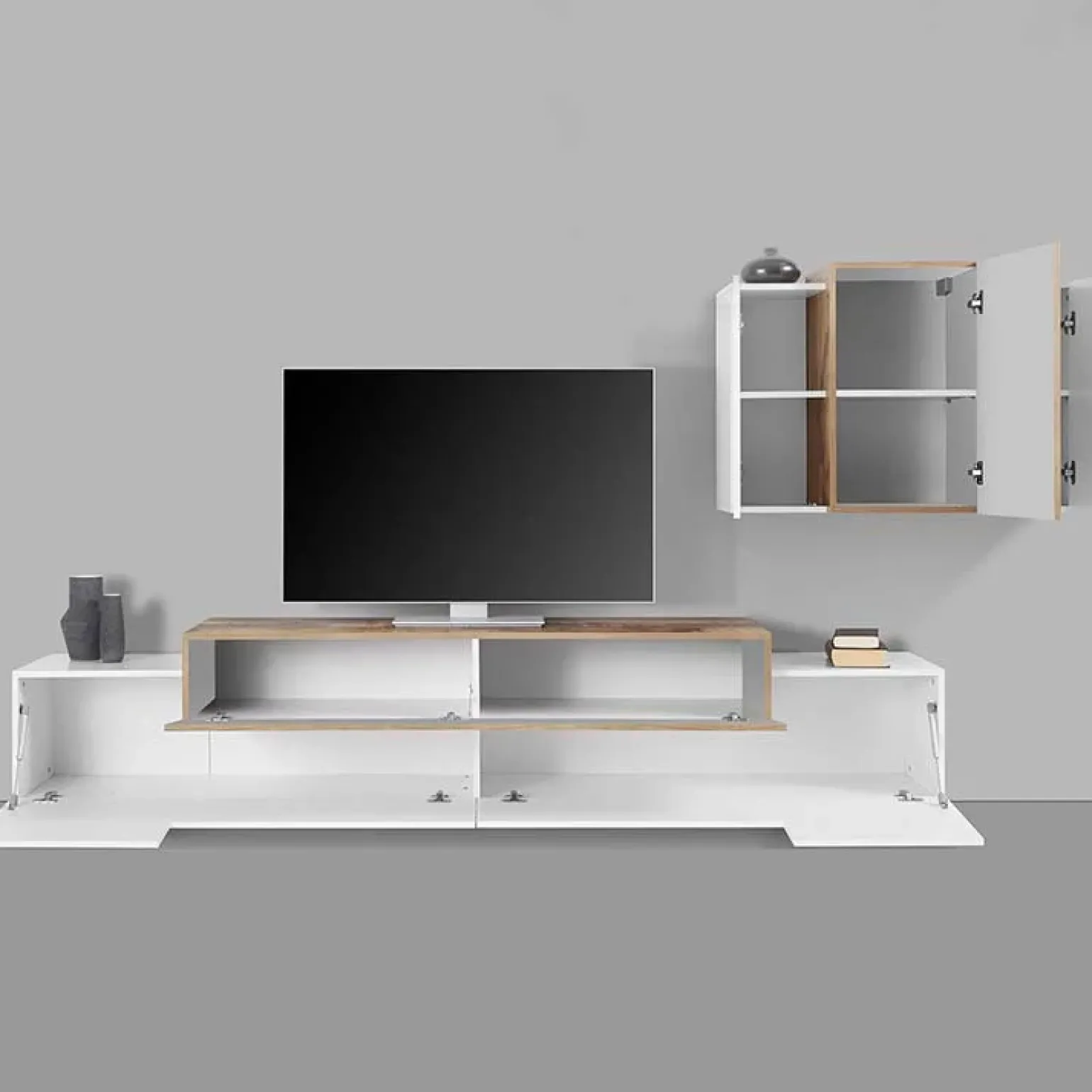 Parete attrezzata 240x180h cm moderna bianco pero Milos Gihome®