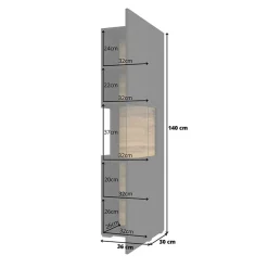 Parete attrezzata 226x140h cm nero rovere Fusion 2