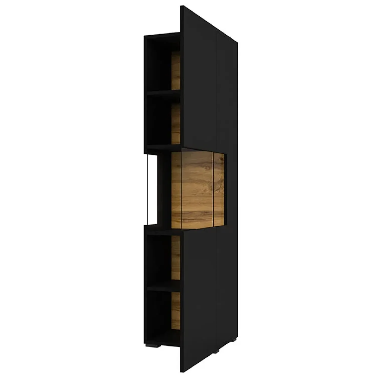 Parete attrezzata 226x140h cm nero rovere Fusion 1
