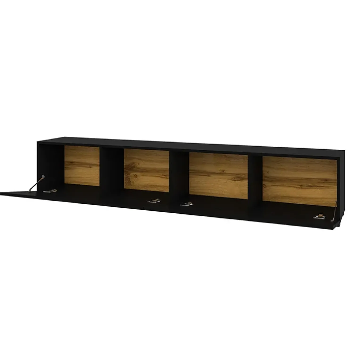 Parete attrezzata 226x140h cm nero rovere Fusion 1