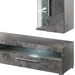 Parete attrezzata 275x175h cm soggiorno ossido Frisk