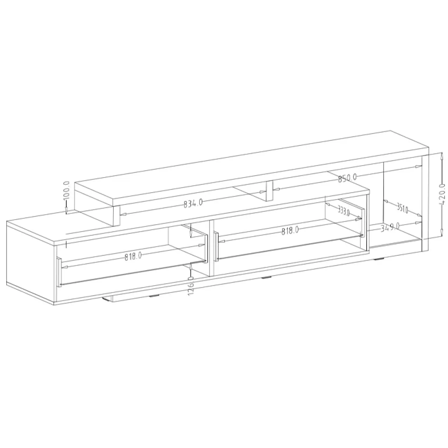 Parete attrezzata 219x205h cm soggiorno rovere antracite Megan Gihome®