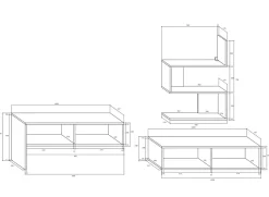 Parete attrezzata 180x165h cm soggiorno rovere chiaro e scuro Jessica