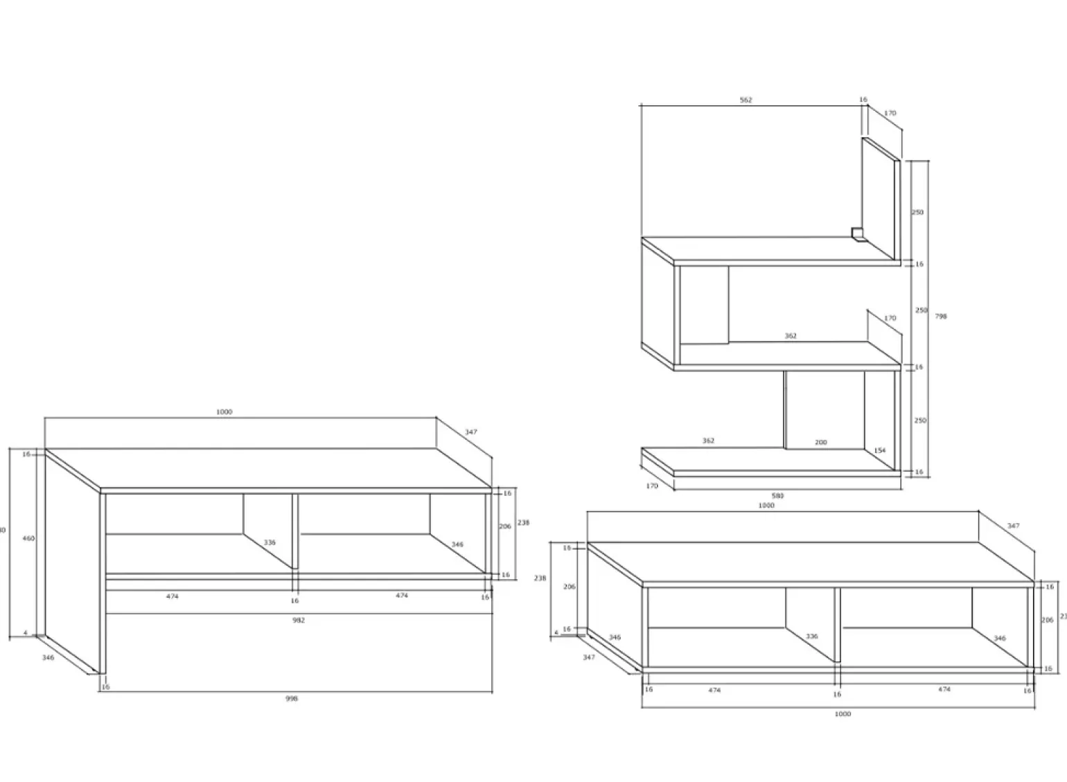 Parete attrezzata 180x165h cm soggiorno rovere chiaro e scuro Jessica