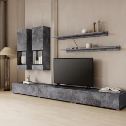Parete attrezzata 270x176h cm soggiorno ossido nero Emotion Gihome®