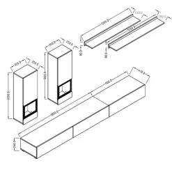Parete attrezzata 270x176h cm soggiorno ossido nero Emotion Gihome®