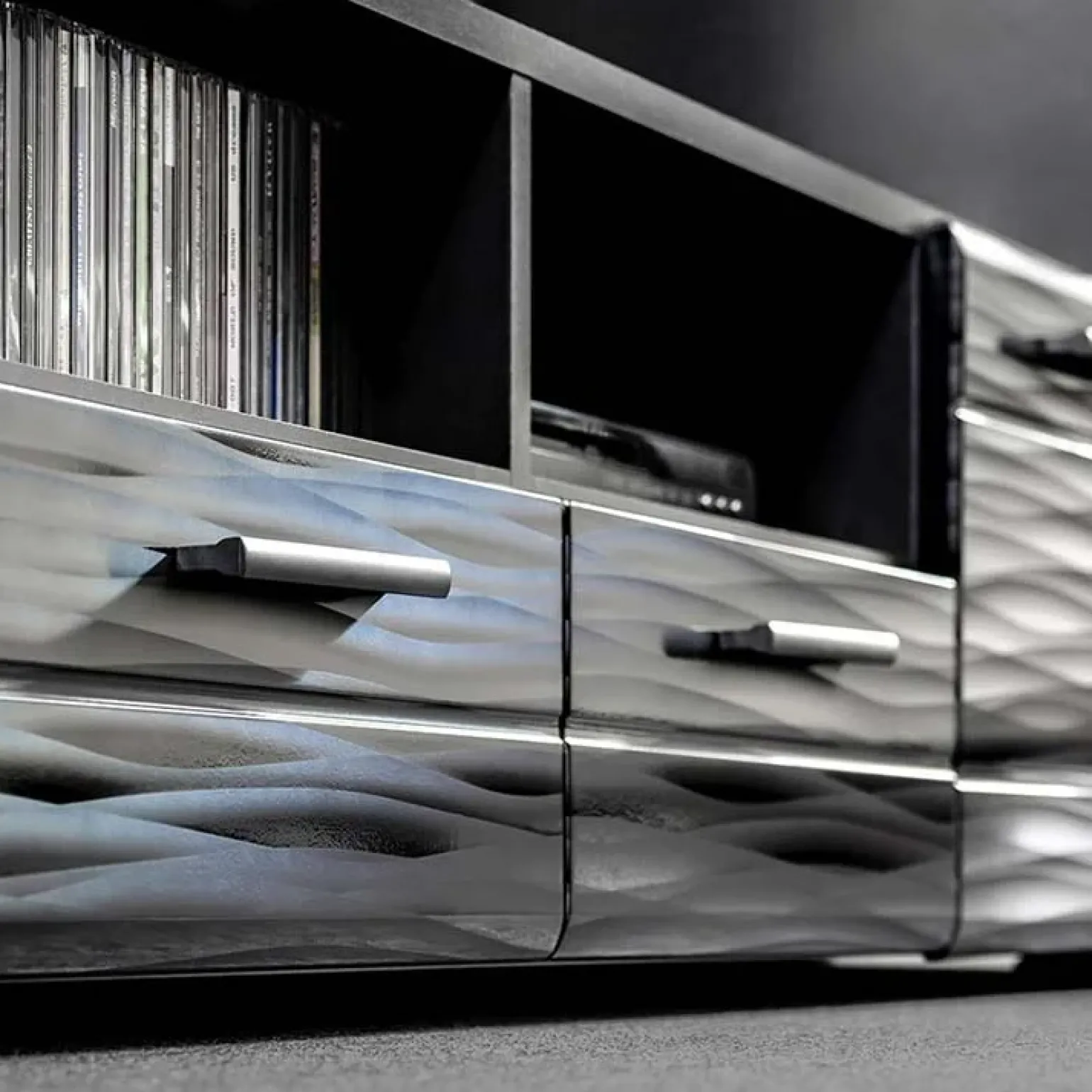 Parete attrezzata 260x150h cm soggiorno moderna nero opaco-lucido Dana Gihome®