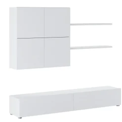 Parete attrezzata 200x244h cm soggiorno bianco frassinato Euphoria