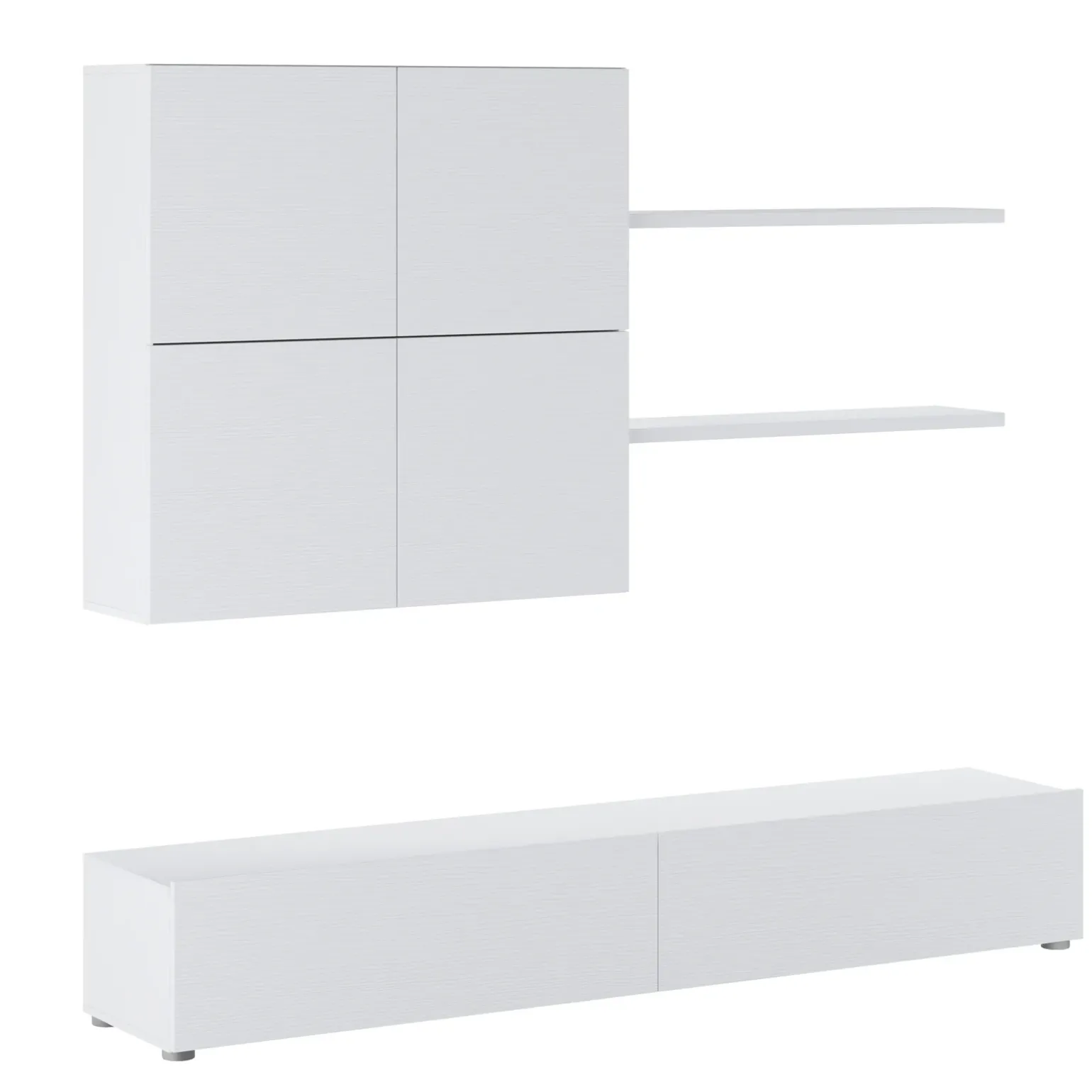 Parete attrezzata 200x244h cm soggiorno bianco frassinato Euphoria