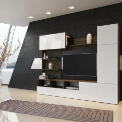 Parete attrezzata 230x184h cm soggiorno bianco noce Clyton Gihome®