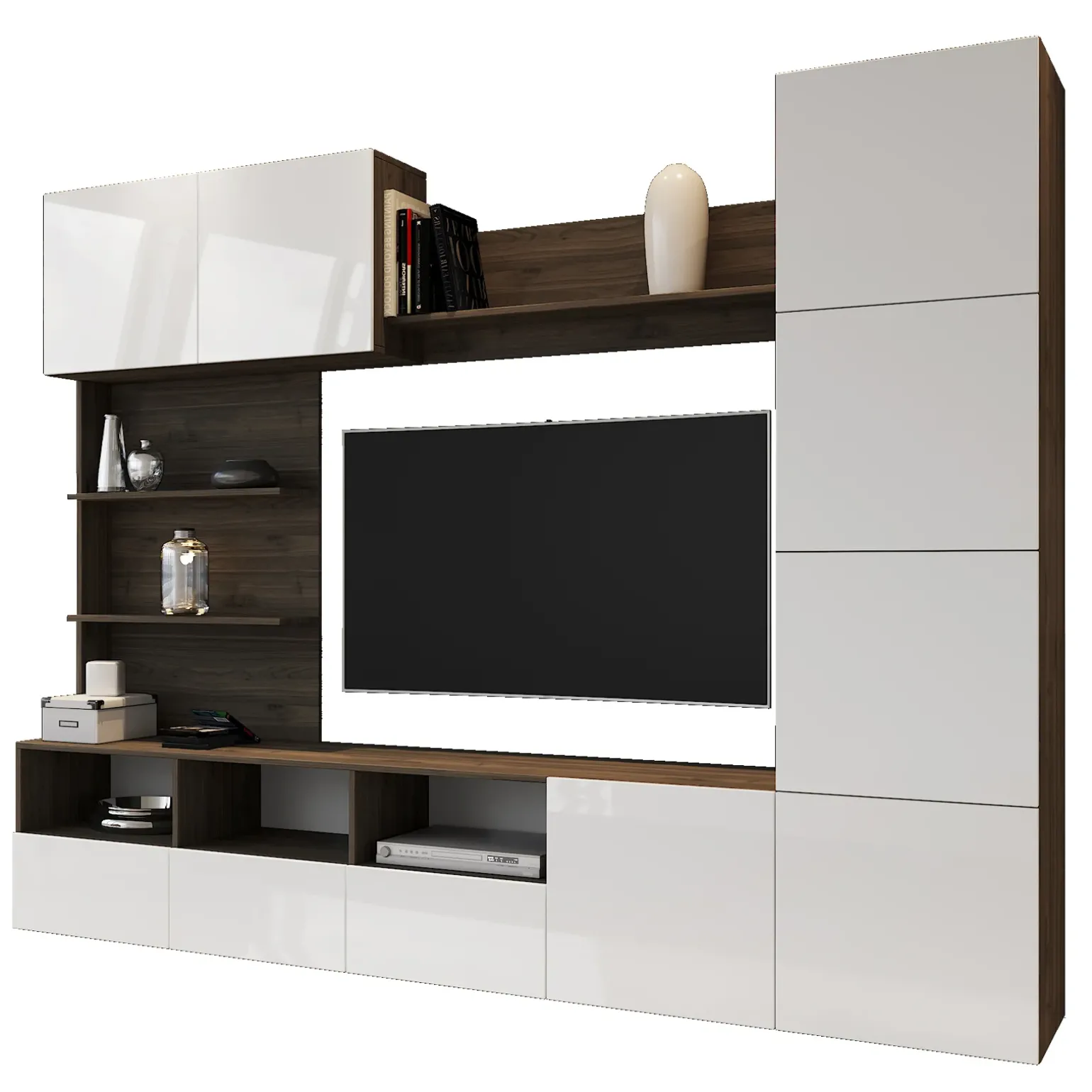 Parete attrezzata 230x184h cm soggiorno bianco noce Clyton Gihome®
