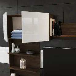 Parete attrezzata 230x184h cm soggiorno bianco noce Clyton Gihome®