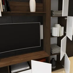 Parete attrezzata 230x184h cm soggiorno bianco noce Clyton Gihome®