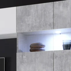Parete attrezzata 248x175h cm soggiorno bianco lucido cemento Steppi 5