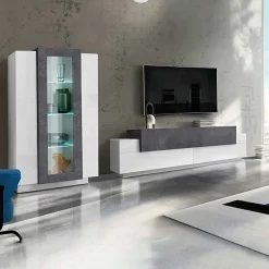 Parete attrezzata 290X121h cm soggiorno bianco ossido Milos Gihome®