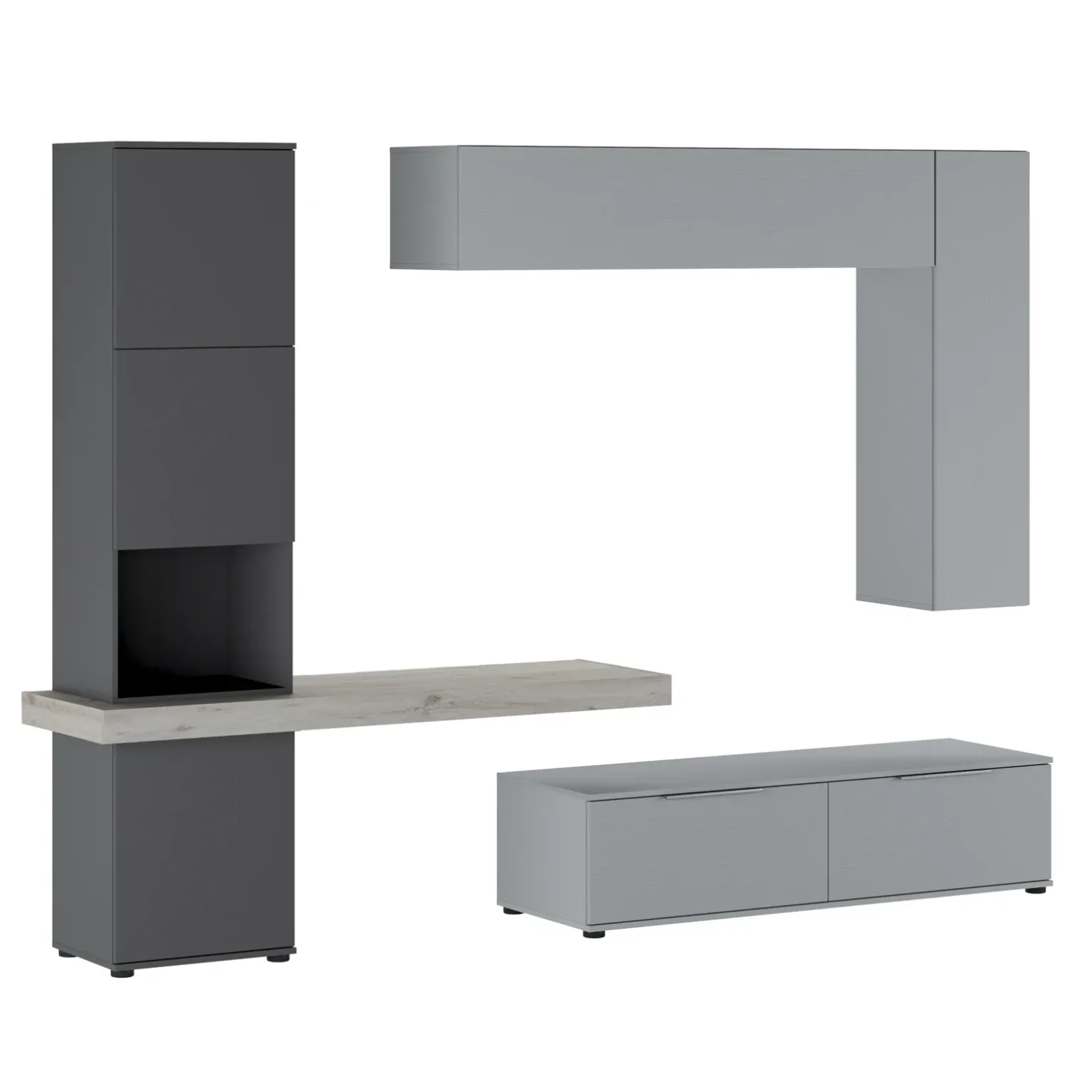 Parete attrezzata 280x207h cm soggiorno grigio antracite Universe