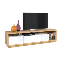 Parete attrezzata 200x196h cm soggiorno bianco lucido rovere Favorita