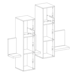 Parete attrezzata 219x205h cm soggiorno nero opaco Megan Gihome®