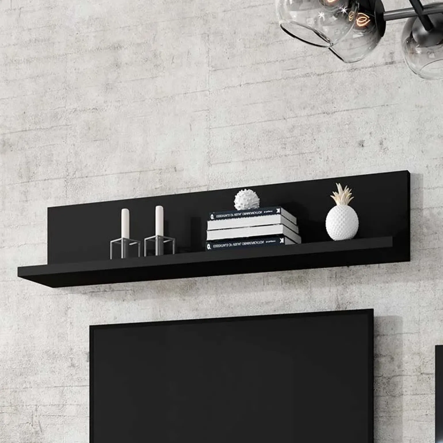 Parete attrezzata 219x205h cm soggiorno nero opaco Megan Gihome®