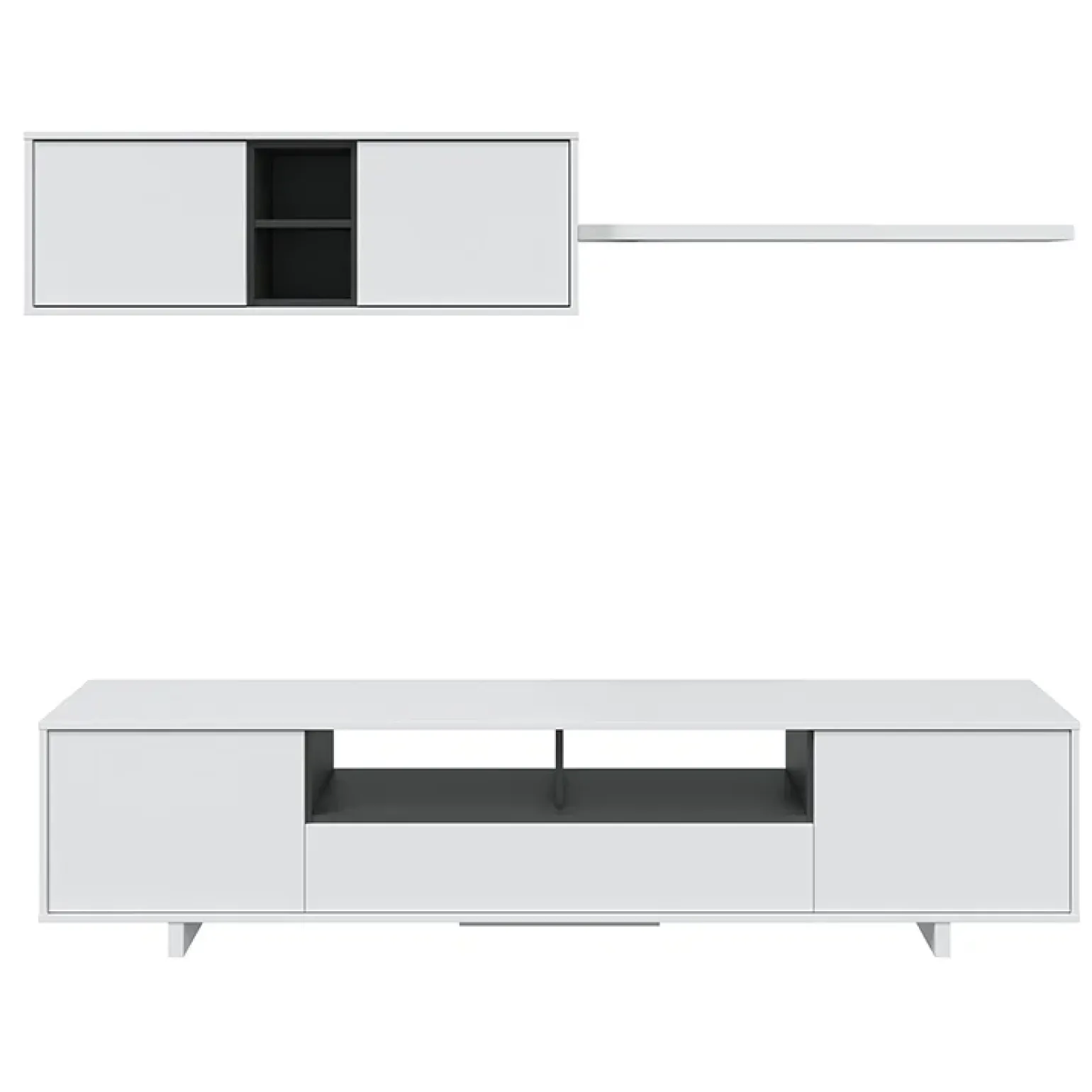 Parete attrezzata 200x145h cm soggiorno bianco antracite Belle