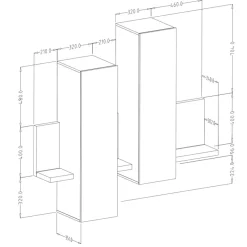 Parete attrezzata 219x205h cm soggiorno bianco opaco Megan Gihome®
