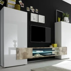 Parete attrezzata 258x143h cm soggiorno bianco lucido pero Starck