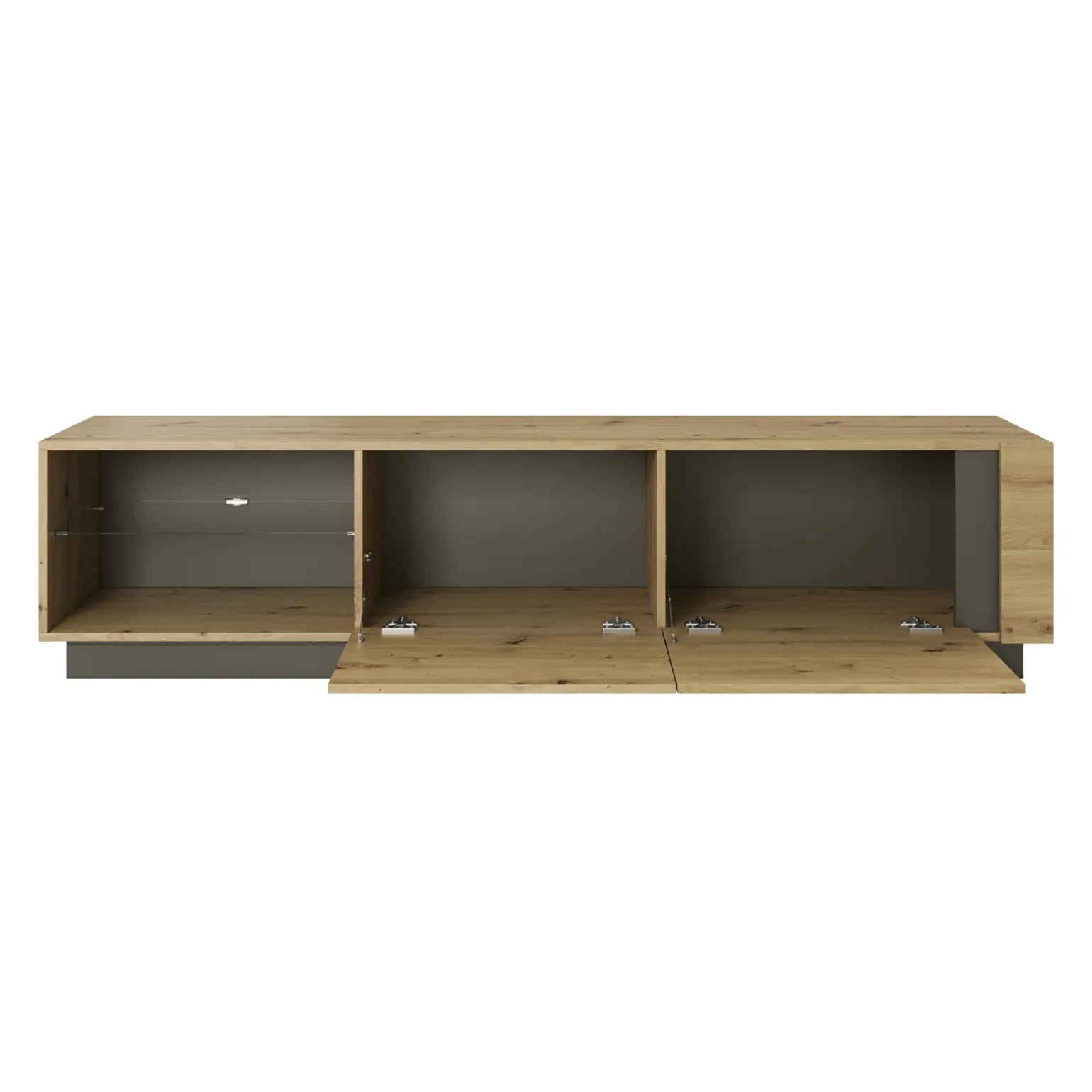 Parete attrezzata 248x194h cm soggiorno rovere antracite Noa Gihome®