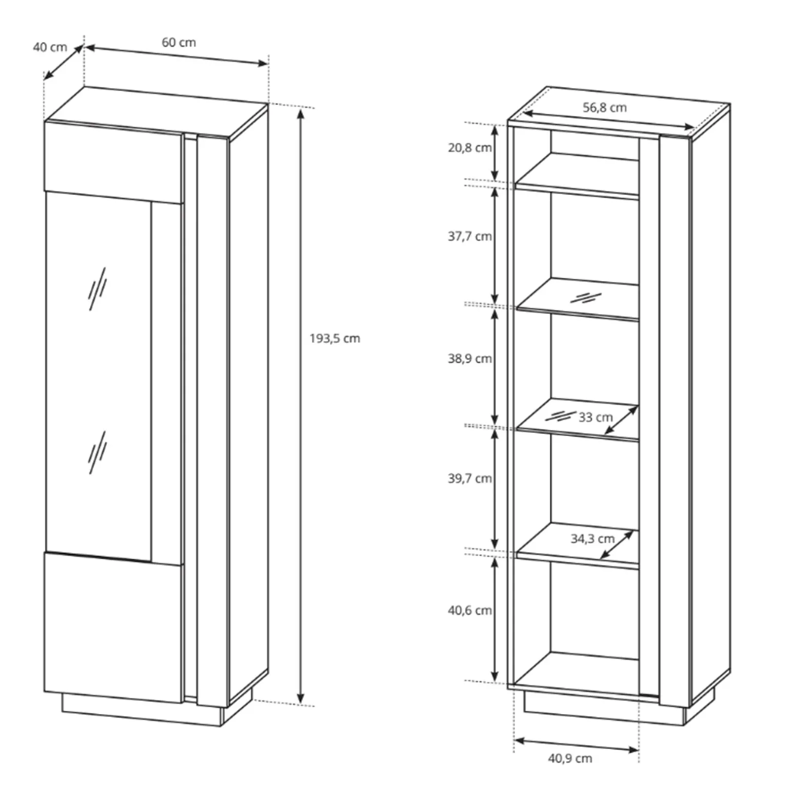 Parete attrezzata 248x194h cm soggiorno rovere antracite Noa Gihome®