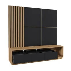 Parete attrezzata 200x196h cm soggiorno rovere nero Favorita