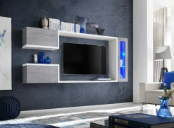Parete attrezzata 230x95h cm soggiorno bianco cemento Almada Gihome®
