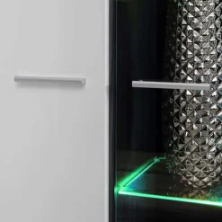 Parete attrezzata 310x190h cm soggiorno bianco lucido pino nero York Gihome®