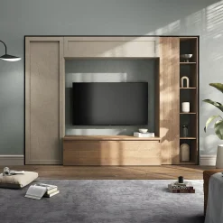Parete attrezzata 248x186h cm tortora rovere scuro Sunset 104