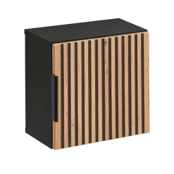 Pensile bagno sospeso 35x35h cm cannettato 1 anta quercia antracite Limpid
