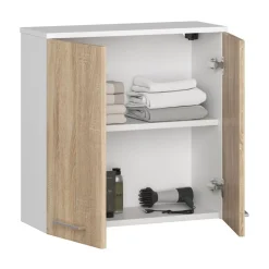 Pensile bagno sospeso 60x60h cm 2 ante rovere bianco Woters