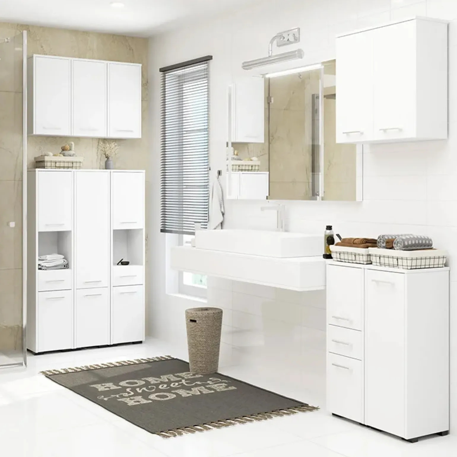 Pensile bagno sospeso 60x60h cm 2 ante bianco Woters
