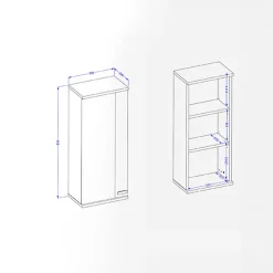 Pensile bagno sospeso 35x84h cm 1 anta bianco lucido rovere Crystal
