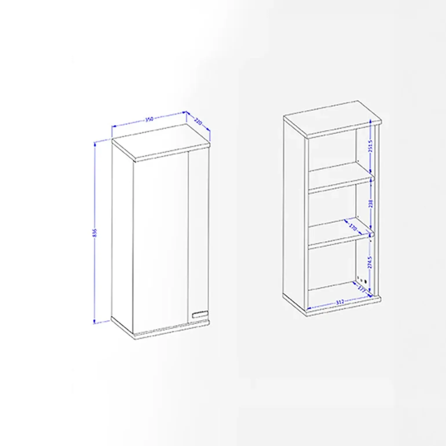 Pensile bagno sospeso 35x84h cm 1 anta bianco lucido rovere Crystal