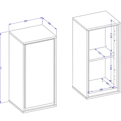 Pensile bagno sospeso 35x72h cm 1 anta tortora nero Linda