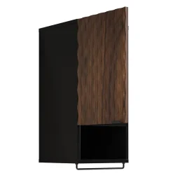Pensile bagno sospeso 34x81h cm 1 anta 1 vano a giorno nero anta decorata noce Silvy
