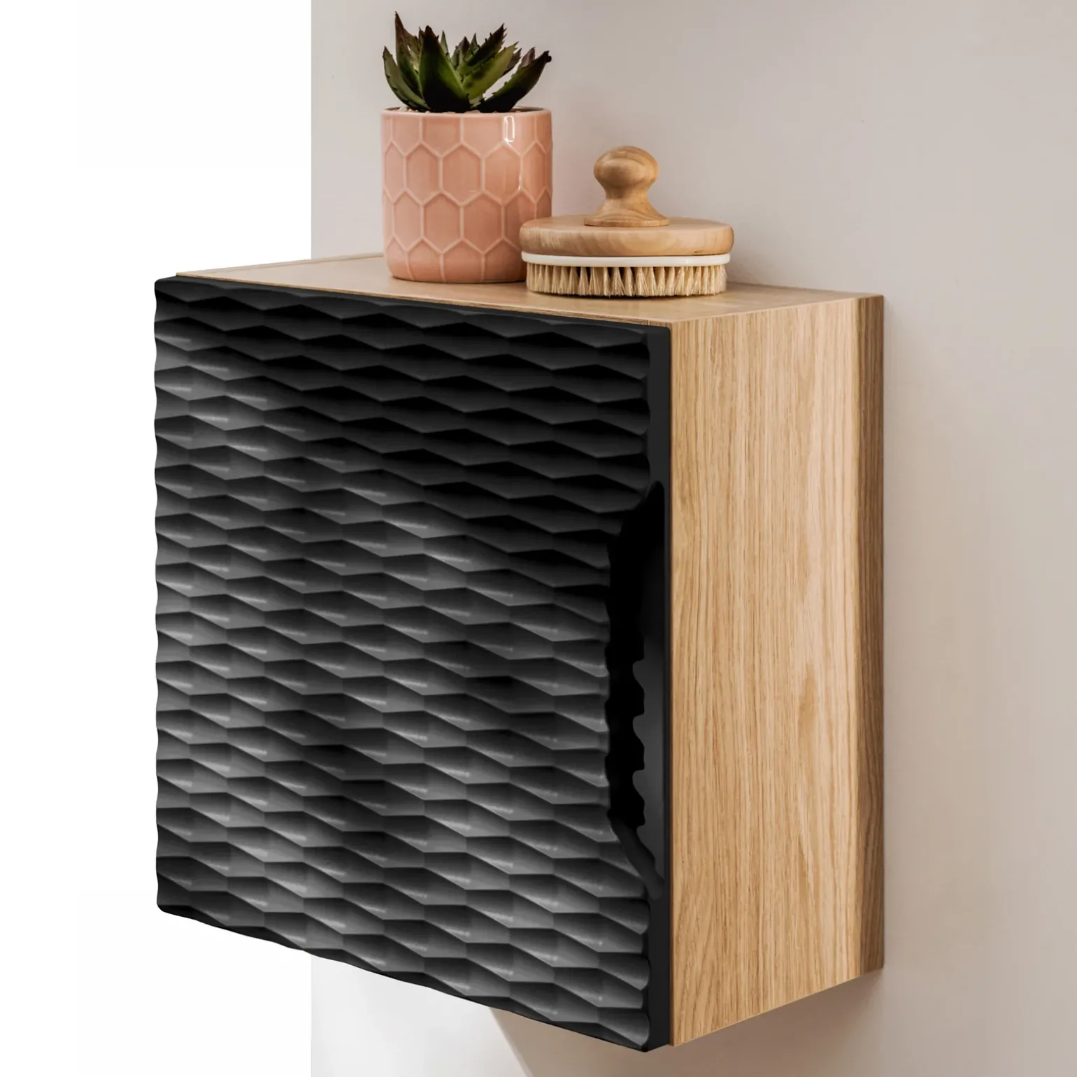 Pensile cubo bagno sospeso 35x35h cm 1 anta nero rovere Swim