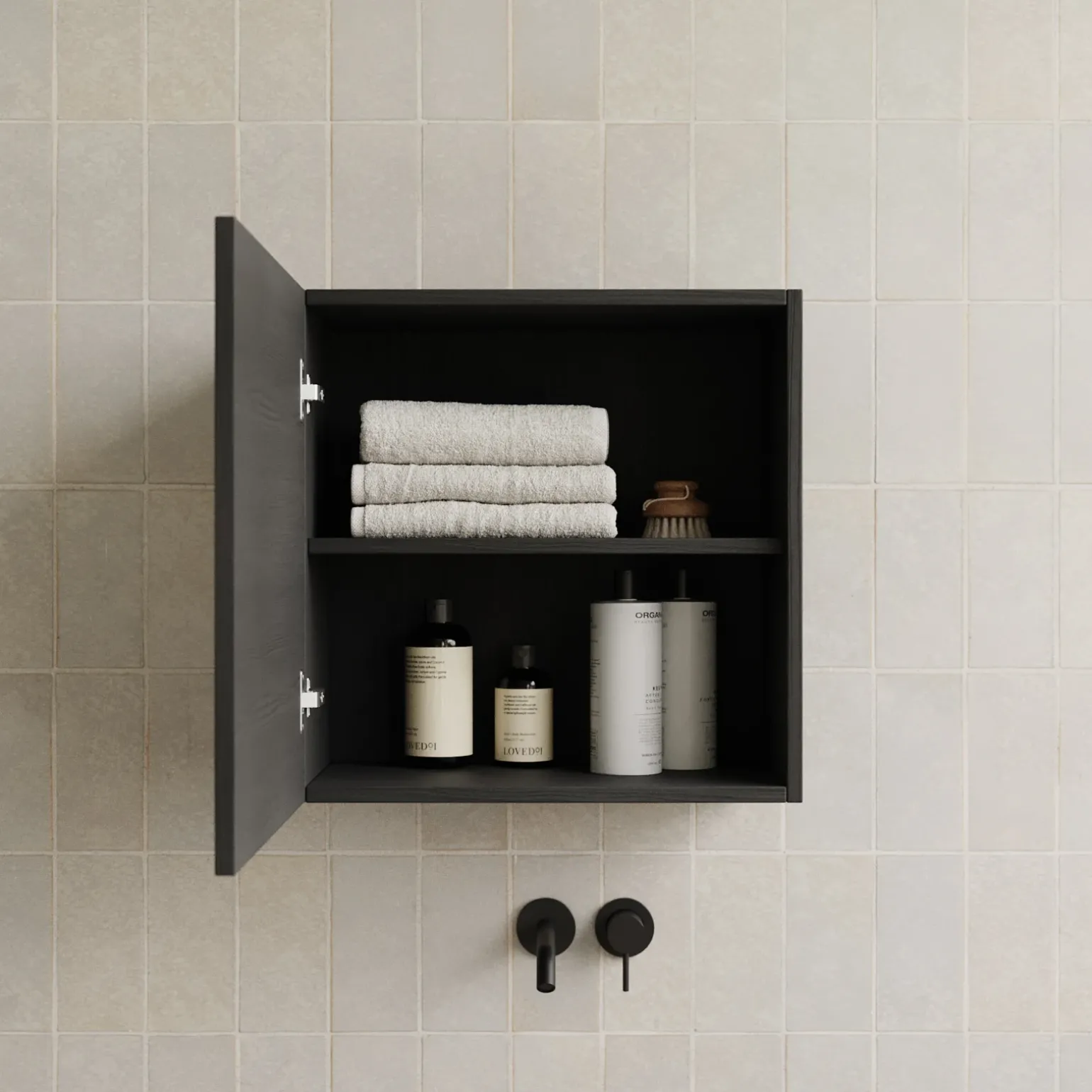 Pensile cubo sospeso bagno 55x50h cm 1 anta reversibile nero frassinato Sunset