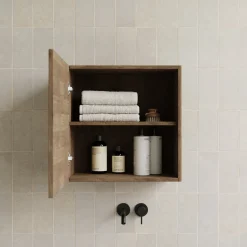 Pensile cubo sospeso bagno 55x50h cm 1 anta reversibile rovere scuro Sunset